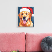 Merry Golden Retriever | Santa Hat Dog Christmas キャンバスプリント (インサイチュ (リビング))