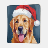 Merry Golden Retriever | Santa Hat Dog Christmas セラミックオーナメント (左)