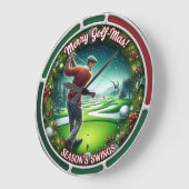Merry Golf-Mas Holiday Golf ラージ壁時計 (傾斜)