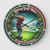 Merry Golf-Mas Holiday Golf ラージ壁時計 (正面)