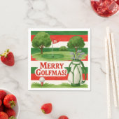 'Merry Golfmas!' Golfers Cheerful Christmas Preppy スタンダードカクテルナプキン (インサイチュ)