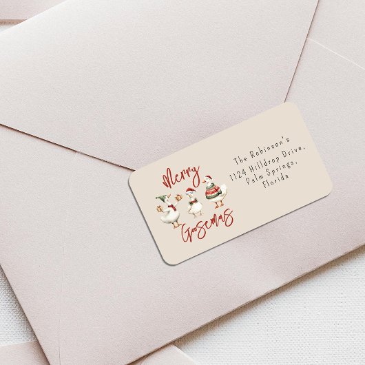 Merry Goosemas Christmas Holiday ラベル