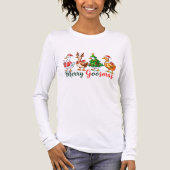 Merry Goosmas Christmas Funny Goose トライブレンドTシャツ (正面)