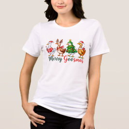 Merry Goosmas Christmas Funny Goose トライブレンドＴシャツ