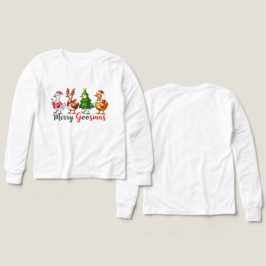 Merry Goosmas Christmas Funny Goose Tri-Blend Shir (デザイン 正面＆背面)