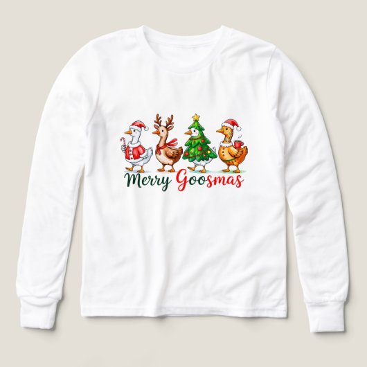 Merry Goosmas Christmas Funny Goose Tri-Blend Shir (デザイン正面)