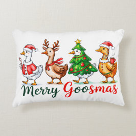 Merry Goosmas Christmas Funny Goose Tri-Blend Shir アクセントクッション