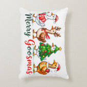Merry Goosmas Christmas Funny Goose Tri-Blend Shir アクセントクッション (正面(垂直))