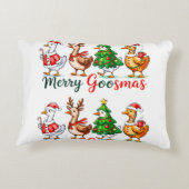 Merry Goosmas Christmas Funny Goose Tri-Blend Shir アクセントクッション (裏面)