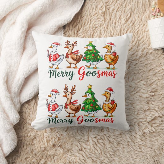 Merry Goosmas Christmas Funny Goose Tri-Blend Shir クッション (ブランケット)