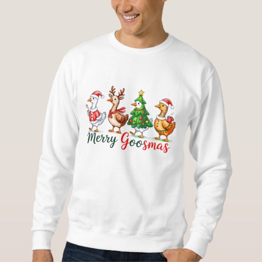 Merry Goosmas Christmas Funny Goose Tri-Blend Shir スウェットシャツ (正面)