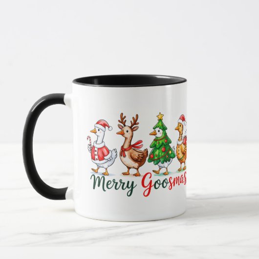 Merry Goosmas Christmas Funny Goose Tri-Blend Shir マグカップ (左)
