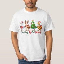 Merry Goosmas Christmas Funny Goose Tri-Blend Shir