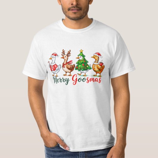 Merry Goosmas Christmas Funny Goose Tri-Blend Shir Tシャツ (正面)