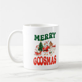 Merry Goosmas Christmas Geese Family Santa Goose コーヒーマグカップ