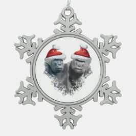 Merry Gorilla Christmas スノーフレークピューターオーナメント