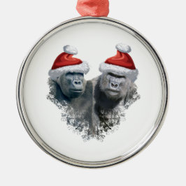 Merry Gorilla Christmas メタルオーナメント