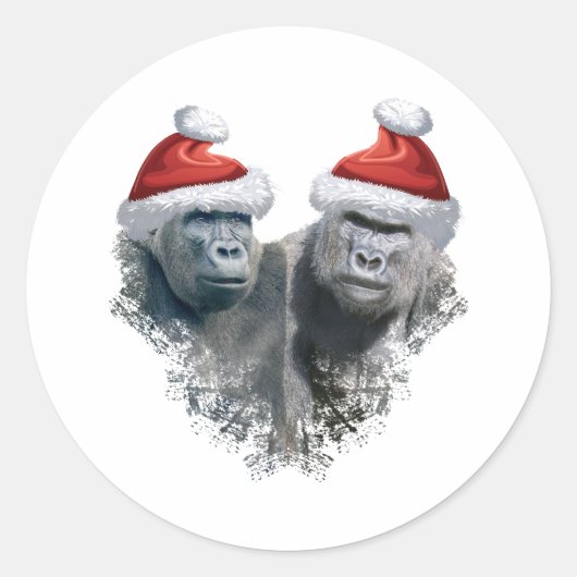 Merry Gorilla Christmas ラウンドシール (正面)