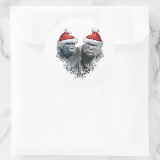 Merry Gorilla Christmas ラウンドシール (バッグ)