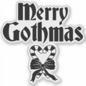 Merry Gothmas Black and White Candy Cane Heart シール (正面)