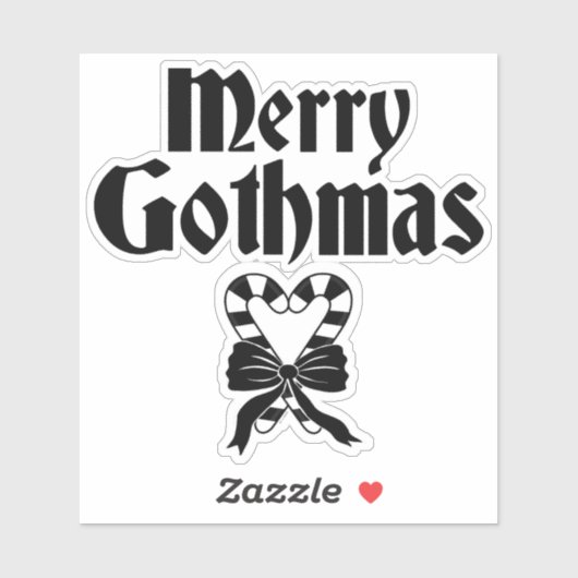 Merry Gothmas Black and White Candy Cane Heart シール (シート)