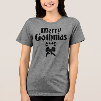 Merry Gothmas Black and White Candy Cane Heart トライブレンドＴシャツ
