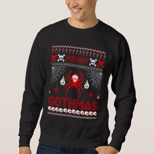Merry Gothmas Goth Christmas Ugly Sweater Spider スウェットシャツ (正面)