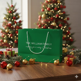 Merry Green Large Gift Bag for Holiday Presents ラージペーパーバッグ
