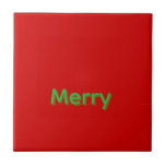 Merry Green Name on Red タイル<br><div class="desc">Merry Green Name on Red Christmas</div>