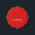 Merry Green Name on Red マグネット<br><div class="desc">Merry Green Name on Red Christmas</div>