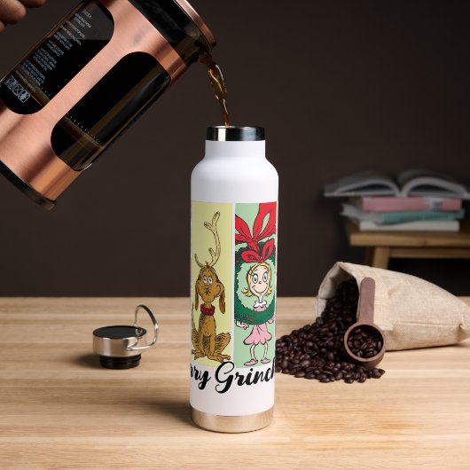 Merry Grinchmas Holiday Collage ウォーターボトル (コーヒー)