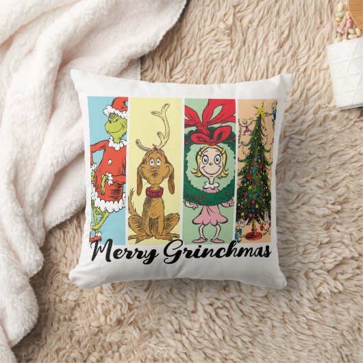 Merry Grinchmas Holiday Collage クッション (ブランケット)