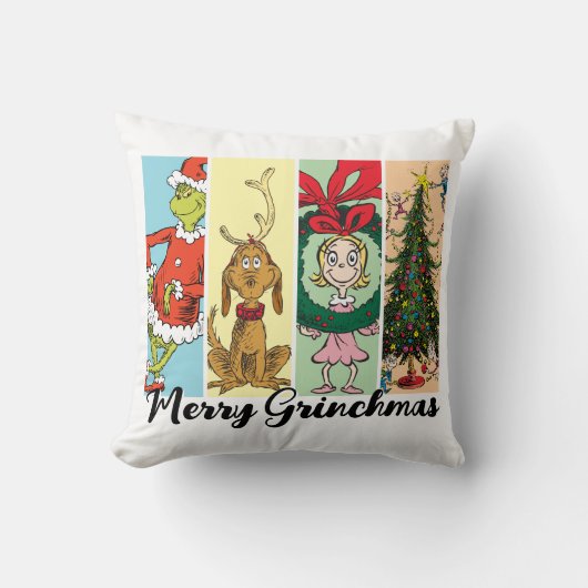 Merry Grinchmas Holiday Collage クッション (正面)