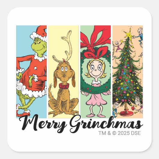 Merry Grinchmas Holiday Collage スクエアシール (正面)