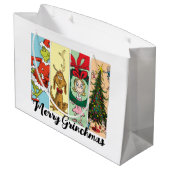 Merry Grinchmas Holiday Collage ラージペーパーバッグ (裏面アングル)