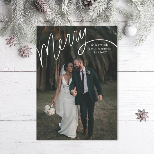 Merry Hand Lettering Wedding Photo シーズンカード