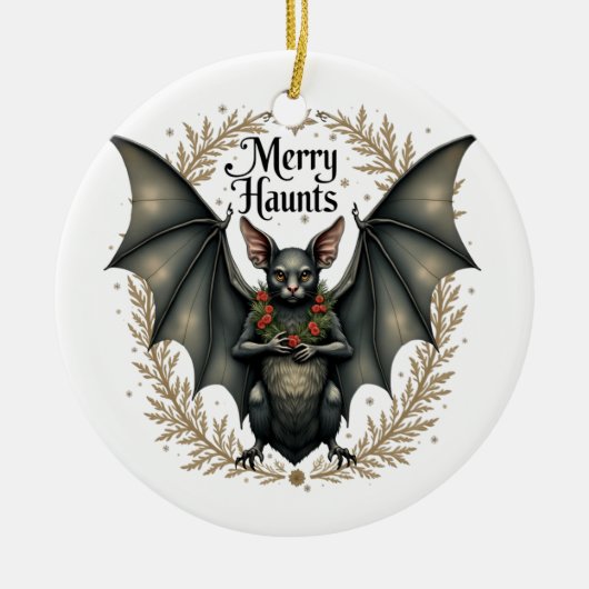 Merry Haunts Gothic Bat Ornament セラミックオーナメント (正面)