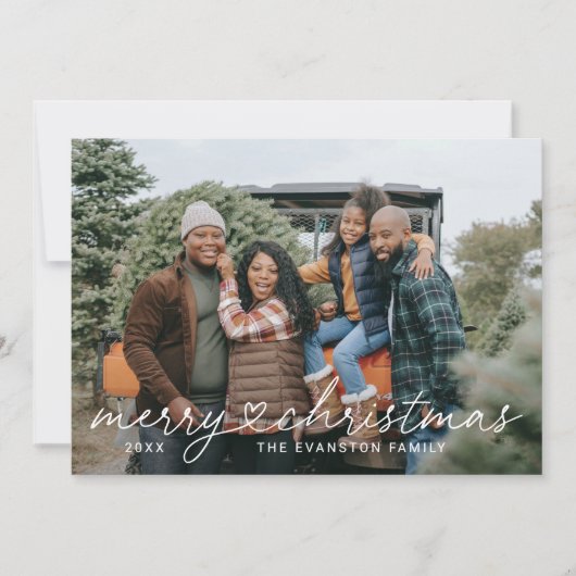 Merry Heart Christmas Script Photo Collage シーズンカード (正面)