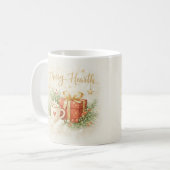 Merry Hearth Christmas Mug - Festive Cocoa and Gif コーヒーマグカップ (正面左)