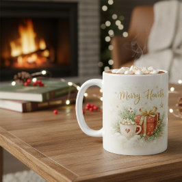 Merry Hearth Christmas Mug - Festive Cocoa and Gif コーヒーマグカップ