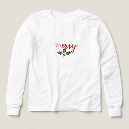 Merry Holly Christmas Long Sleeve Shirt | Classic  (デザイン正面)