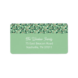 Merry Holly Days Address Label (Green) ラベル