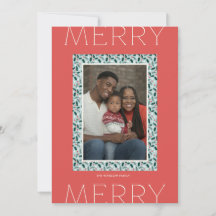 Merry Holly Days Holiday Photo Card (Red)