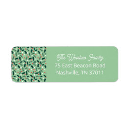 Merry Holly Days Return Address Label (Green) ラベル