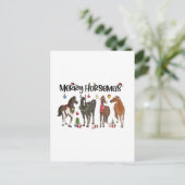 Merry Horsemas Horse Flower Christmas Equine シーズンポストカード (スタンド正面)