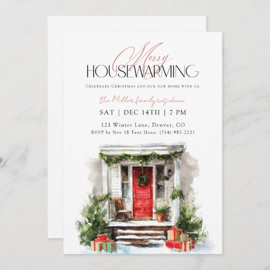 Merry Housewarming Christmas Housewarming 招待状 (正面/裏面)