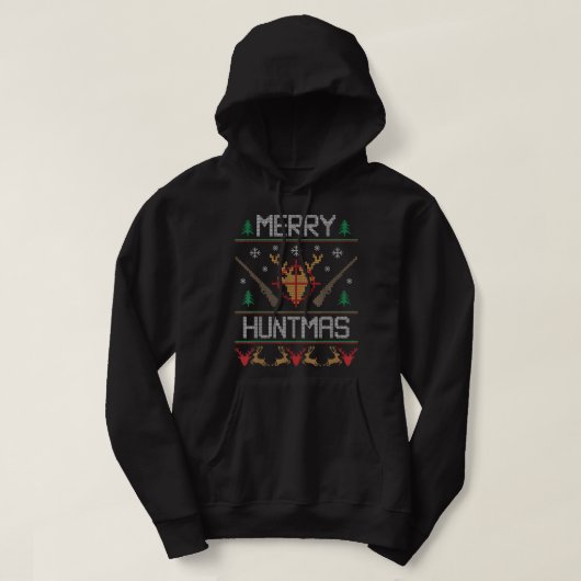 Merry Huntmas Hunting Ugly Christmas Sweater for D パーカ (デザイン正面)