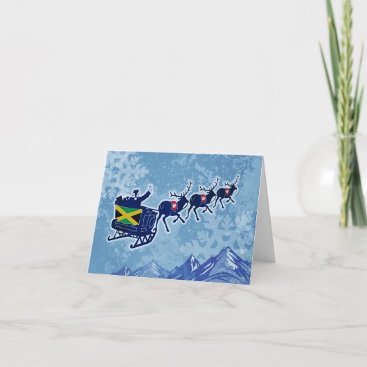 Merry Jamaica Christmas flag Santa greeting card サンキューカード (正面)