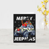 Merry Jeepmas Ugly Light Reindeer Christmas  カード (黄色い花)