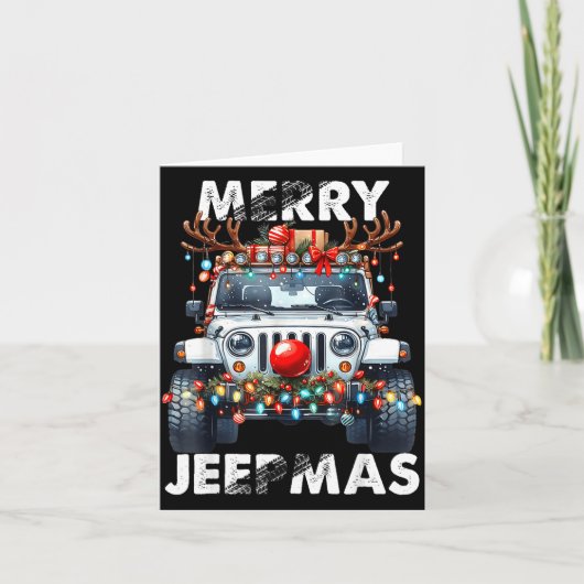 Merry Jeepmas Ugly Light Reindeer Christmas  カード (正面)
